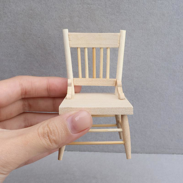1/12 Dukkehus Simulation Mini Træstol Model Dukkehus Møbler