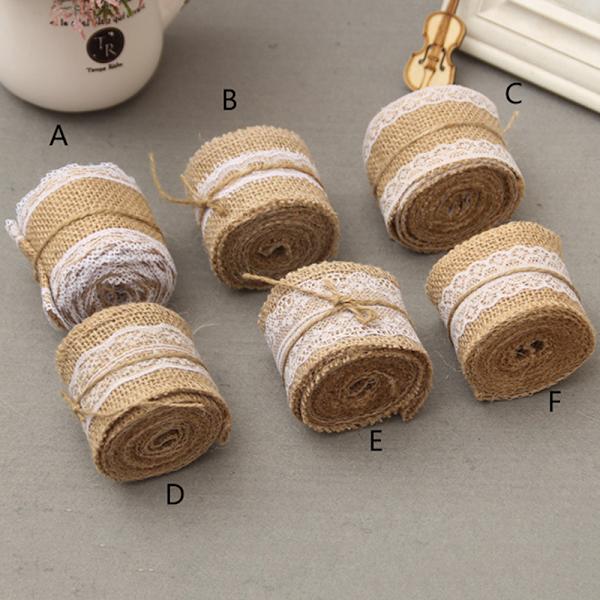 2M Bröllopsspets Säckväv Garland Hessian Ribbon Julklappar B khaki 5*200cm