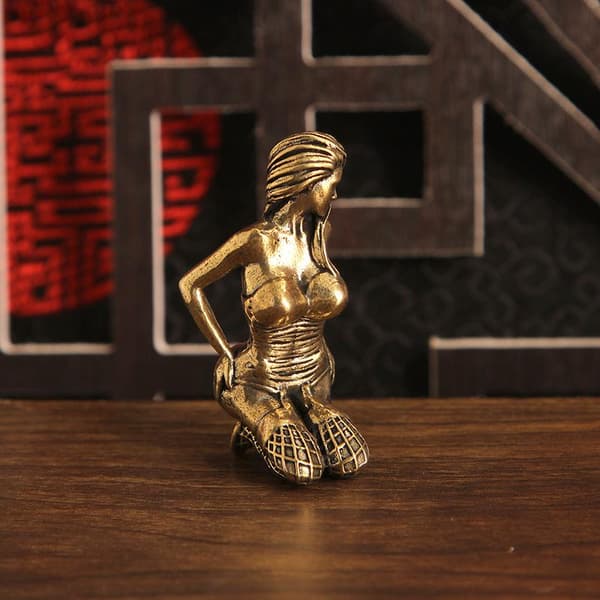 Knælende Nøgen Dame Statue Knælende Kvinde Figurer Nøgen Messing O
