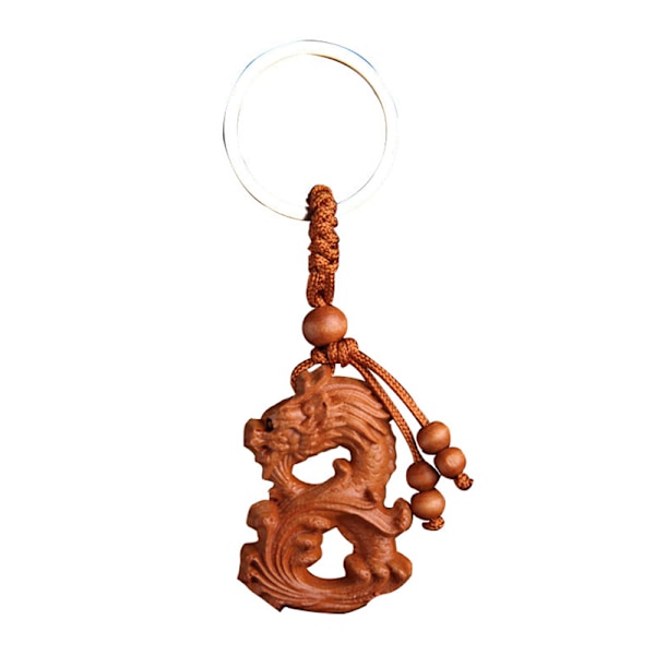 Tyylikäs avaimenperä persikkapuusta Zodiac Dragon avaimenperä riipus Decor