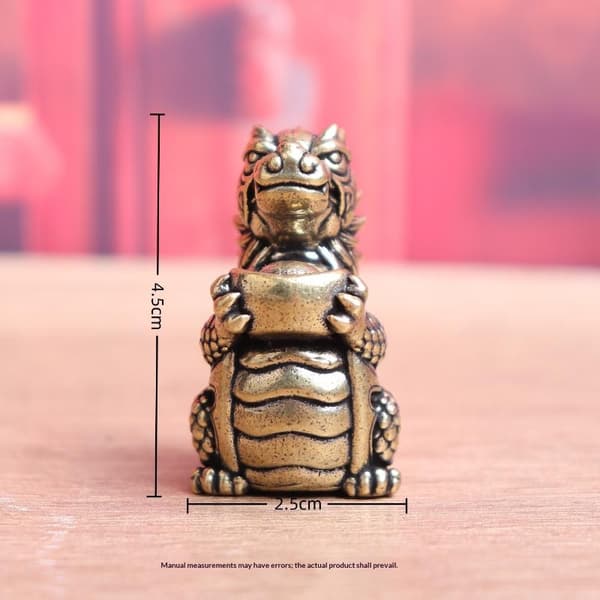 1PC Antik Drakstaty Prydnad Rörlig Kropp s Utställning H brass
