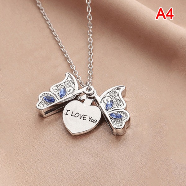 Butterfly I Love You Heart Luckly Butterfly Halskjede for kvinner A4