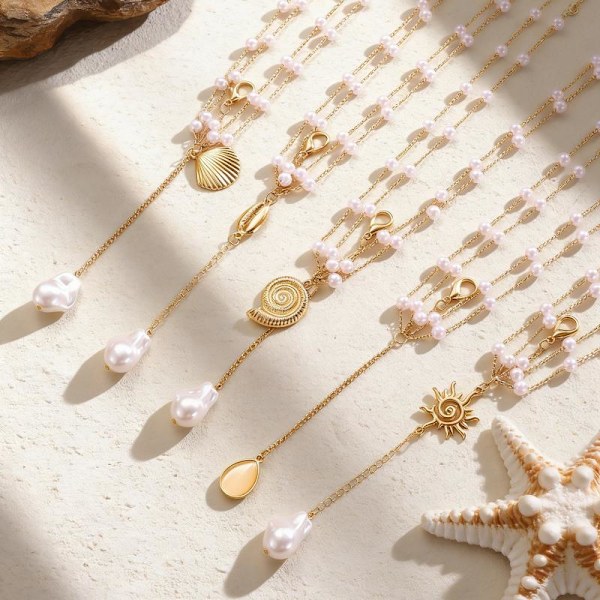 Boho Perle Taljekæde Guld Lagdelt Mavekæde Strand Kropskæde A2