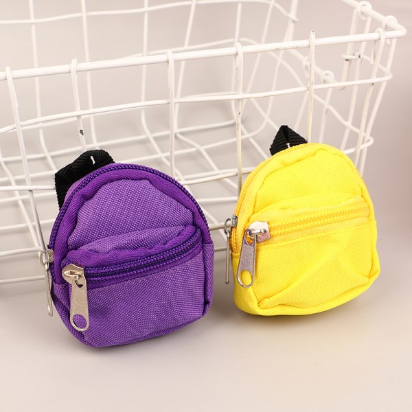 Mini rygsæk nøglering e lynlås skoletaske nøglering til mønt Purs F