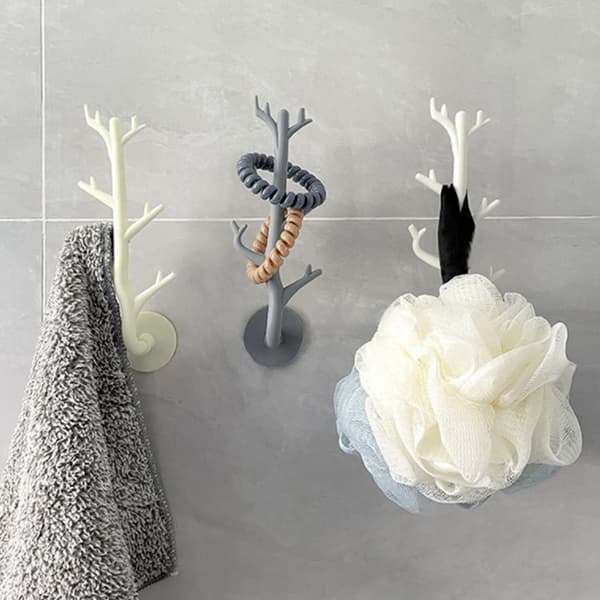 Nordic Branch Hook Vægdekor Nøgleholder Organizer Opbevaring Sti White