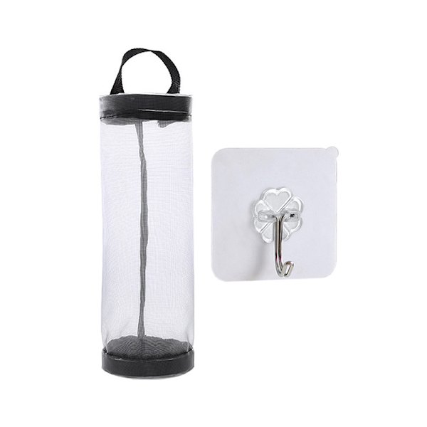 Hjemmekøbmandsposeholder Vægmonteret Mesh-plastikposedispenser T Gray