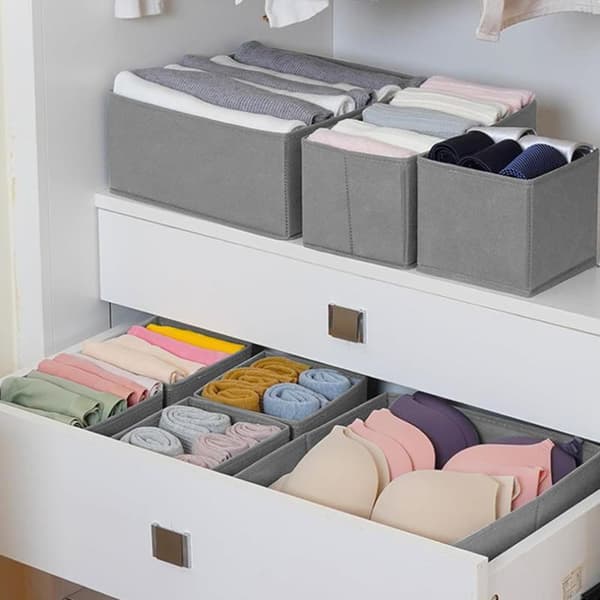 Oppbevaringsboks for klær Undertøy BH Sokker Skap Skuff Gray 3Pcs set