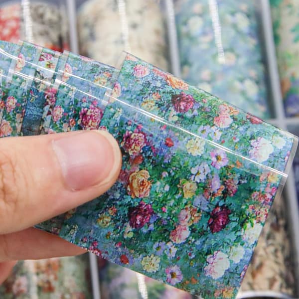 10 rullar oljemålning blomma ros nagelfolier för överföringspapper A3