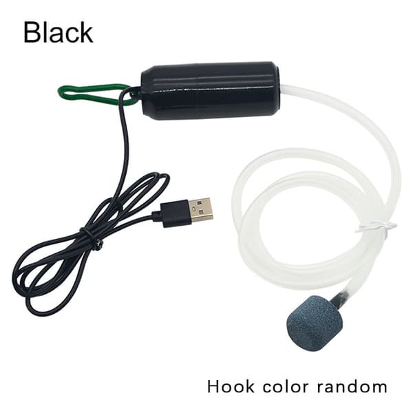 Akvarium Oxygen Gaspumpe USB Fisketank Lille belufter Air Compre black