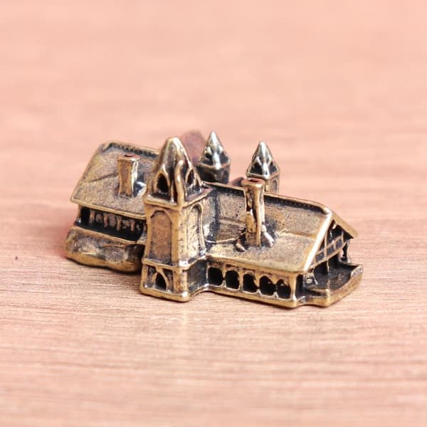 Messing Små Hus Miniatyrfigurer Slott Arkitektur Mikro brass