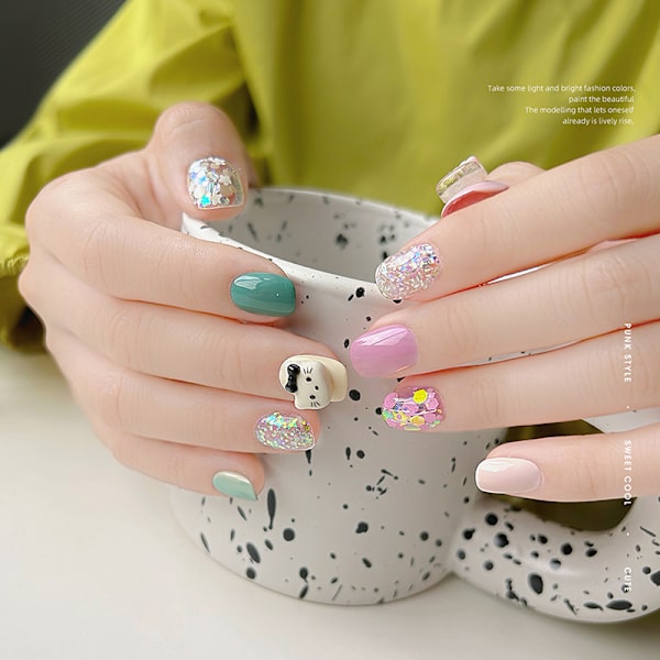 1 Box Summer Dopamine Nail Paljetter Flower Star Fragments Nail Ar A