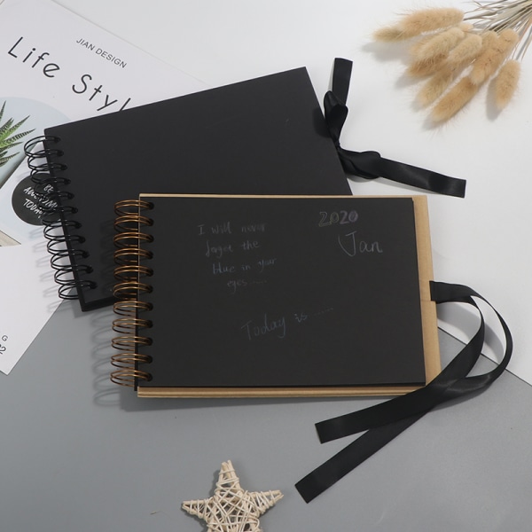Valokuva-albumit 30 mustaa sivua muistikirjat A4 askartelupaperi DIY Scr Black