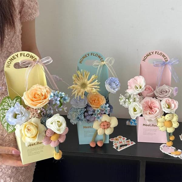 1/5 st handgjord blomsterarrangemangslåda Värmeguld presentförpackning DIY P White