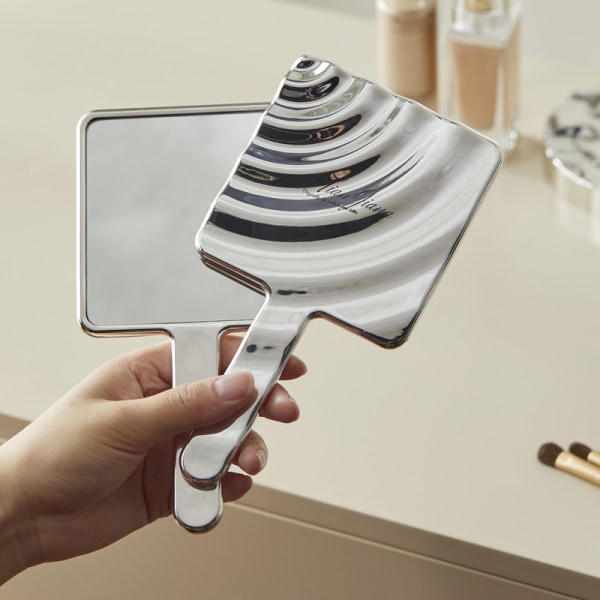 Handtag Spegel Fyrkantig Sminkspegel Handhållen Sminkspegel Hand Silver
