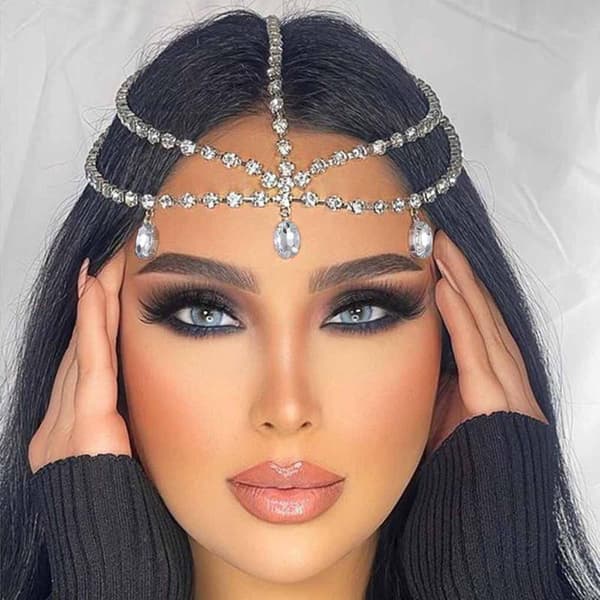 1 stk Flash Dusk Rhinestone Lue Hodeplagg Krystall Hodekjede J A3