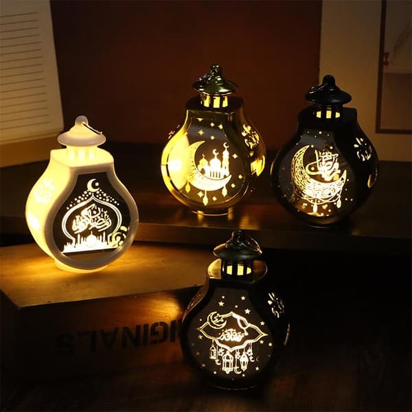2026 Ramadan Dekoration LED Lanterne Lys Eid Mubarak Stjerne Måne Antique Bronze