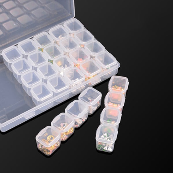 Multifunction Organizer Case 28 Grid Plast Storage Box Jewelr Transparent