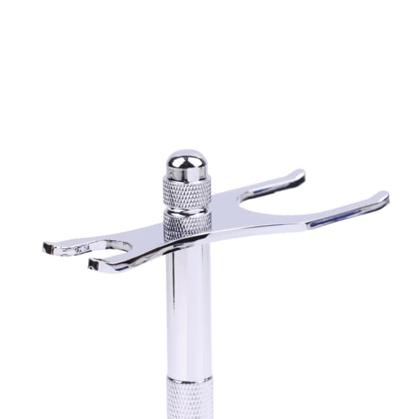 Menn Stål Safety Razor Stand Double Edge Razor Art Holder Barbering Silver
