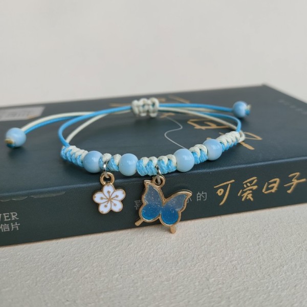 Håndlaget sommerfuglanheng Armbånd Summer Lucky Justerbar BH A2