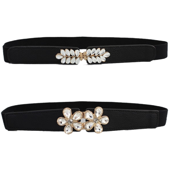 Dammode Elastisk Stretch midjeband Kristallbälte Cinch Wai A2