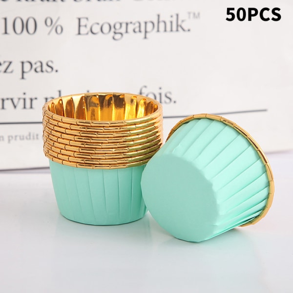 50 STK fortykket muffin cupcake liner guld kage wrappers bagning Green