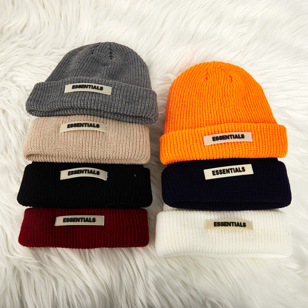 Strikkeluer Dame Svart Beanie Tykk Lue Vinterluer Beanies Gray