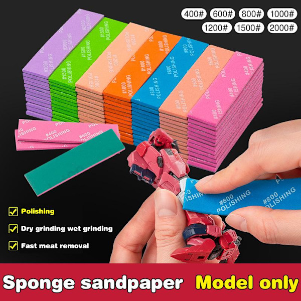 400 til 2000 Mesh Semi-stive Slibepinde til Plastmodeller B
