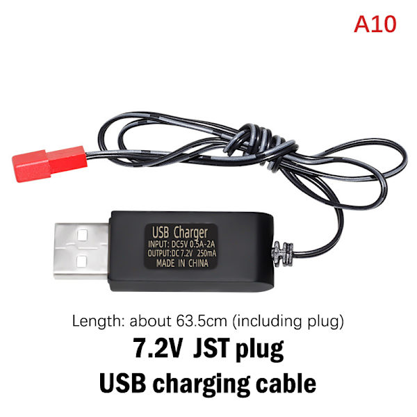 3,6 V 4,8 V 6 V 7,2 V NiMH-akku USB -laturi kaukosäätimelle A10
