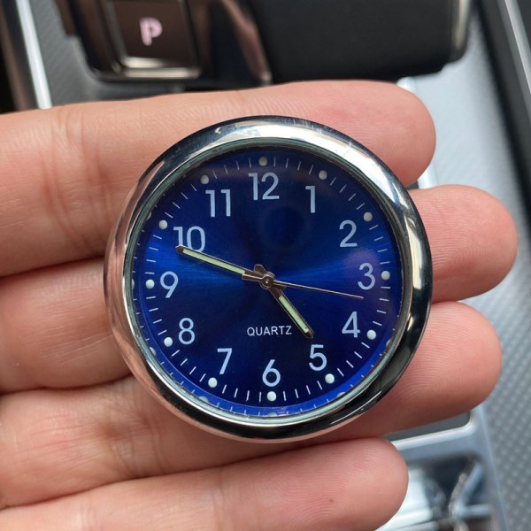 1PC Mini Watch Car Quartz Clock Mini Electronic Clock Waterproof blue 2