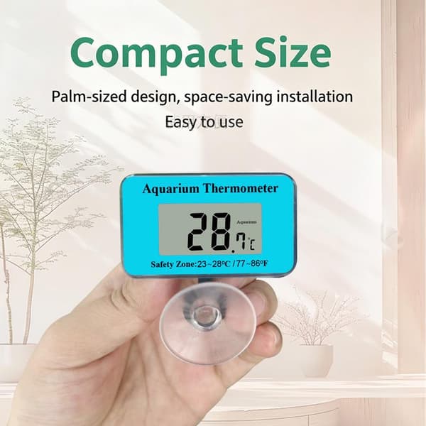 Digital akvarietermometer med LCD-display och sond med sugkopp A