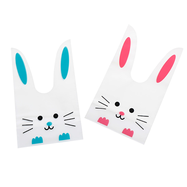 50 stk e Long Bunny Ear Gavepose Påske Candy Gift Plastic Part Blue
