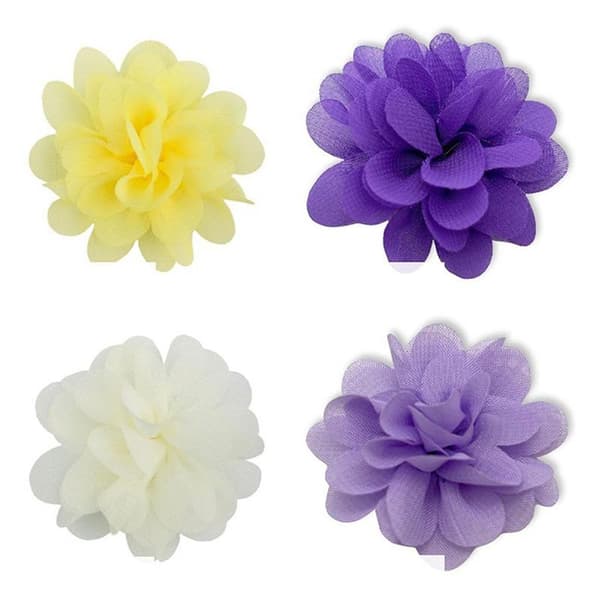 10 st 3,5 cm chiffongblommor hårrosetter helfodrade små hårklämmor A5