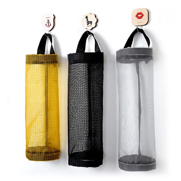 Hjemmekøbmandsposeholder Vægmonteret Mesh-plastikposedispenser T Gray