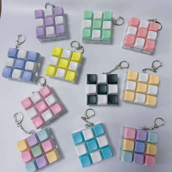 Fidget Nøglering DIY Tastatur Fidget Nøglering Knapper Aflastning 10
