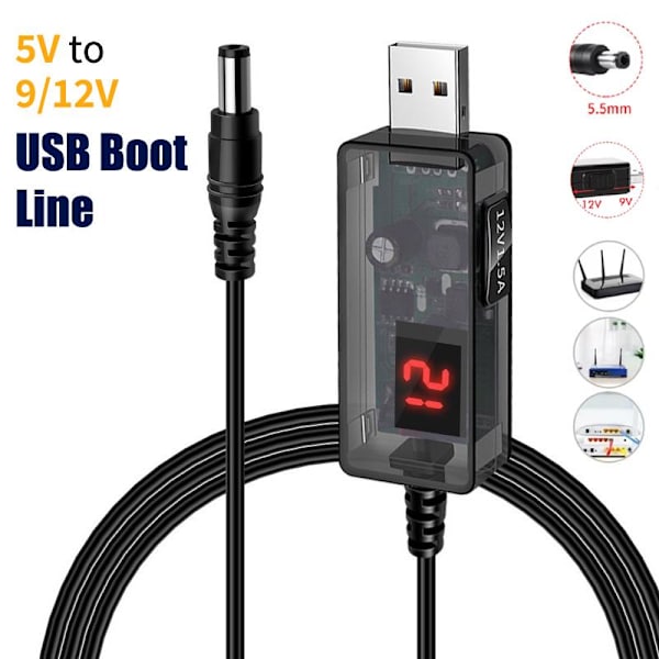 USB strømforsterkerlinje boost-omformeradapter med indikatorlys