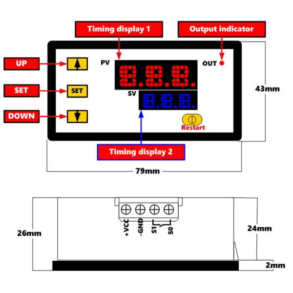 DC 12V 20A Digital Display Tidsforsinkelse Relé Timing Timer Cyclin