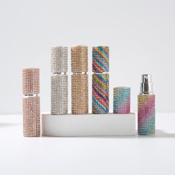 Glänsande strass 5 ml påfyllningsbar parfymsprayflaska läckagesäker A1