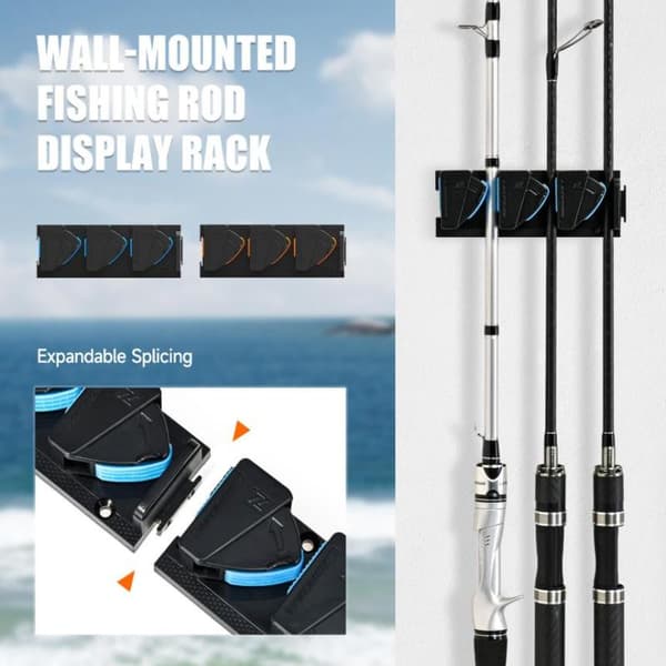Väggmonterat självhäftande spöställ Vertikalt fiskespödisplayställ A4