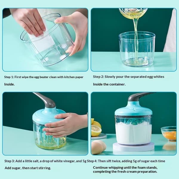 Manuell äggkrämvisp handmixer multifunktionell bärbar semi-au Blue