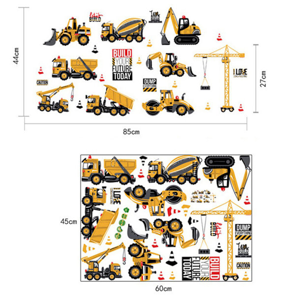 DIY Wall Sticker Transport Biler Lastebil Digger Barnerom Dekor