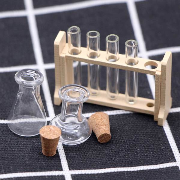 1Sæt 1:12 Dukkehus Miniature Reagensglas Målebæger m/Rack La A 1Set