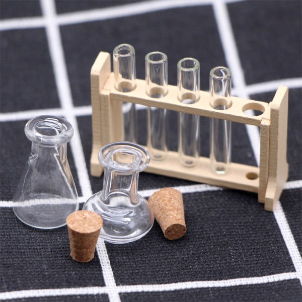 1Sett 1:12 Dukkehus Miniatyrprøverørsmålekopp m/stativ La A 1Set