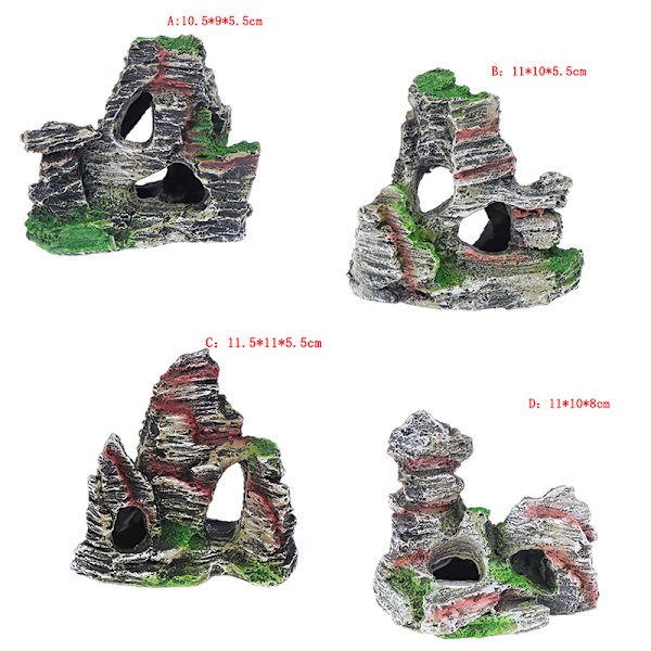 Mountain View Aquarium Rock Cave Tree Bridge Fish Tank Ornament A