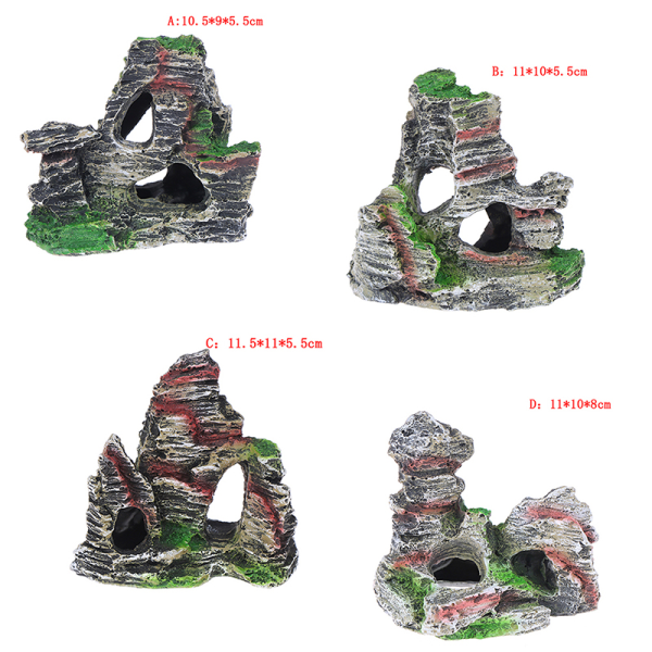 Mountain View Aquarium Rock Cave Tree Bridge Fish Tank Ornament C