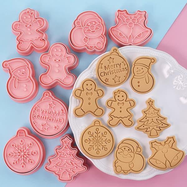 8stk 3D julekake ters Kjeksform kakeform Stempel B
