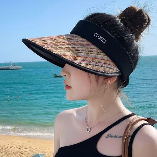 Dame Solhat Sommer Solbeskyttelse Bred Skygge Strand Udendørs S Black