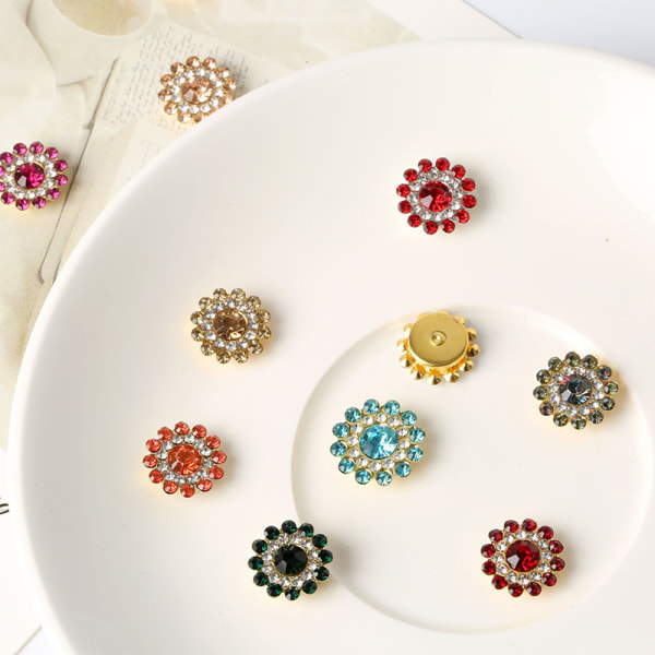 25 Stk14mm Blomsterformet Sparkling Button Flatback Sydug mixed color