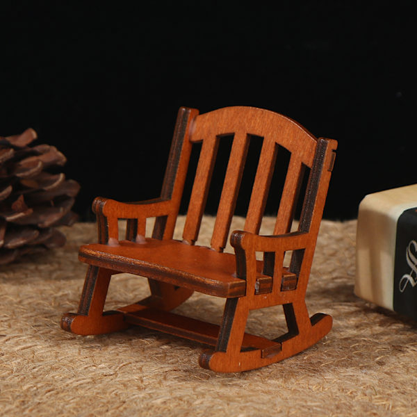 1/12 trä mini dockskåp gungstol modell leksak DIY miniatyr