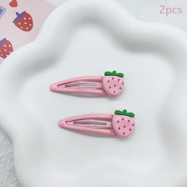 2 stk e Sweet Strawberry Hårnål Nydelig Rosa Hårklemmer Jenter Ha A2