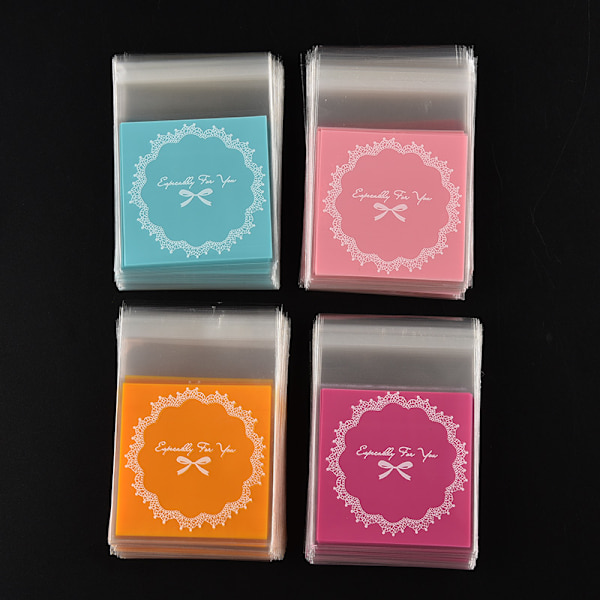 100 st spetsbowknot Självhäftande DIY Cookie Godis Paket Present Blue